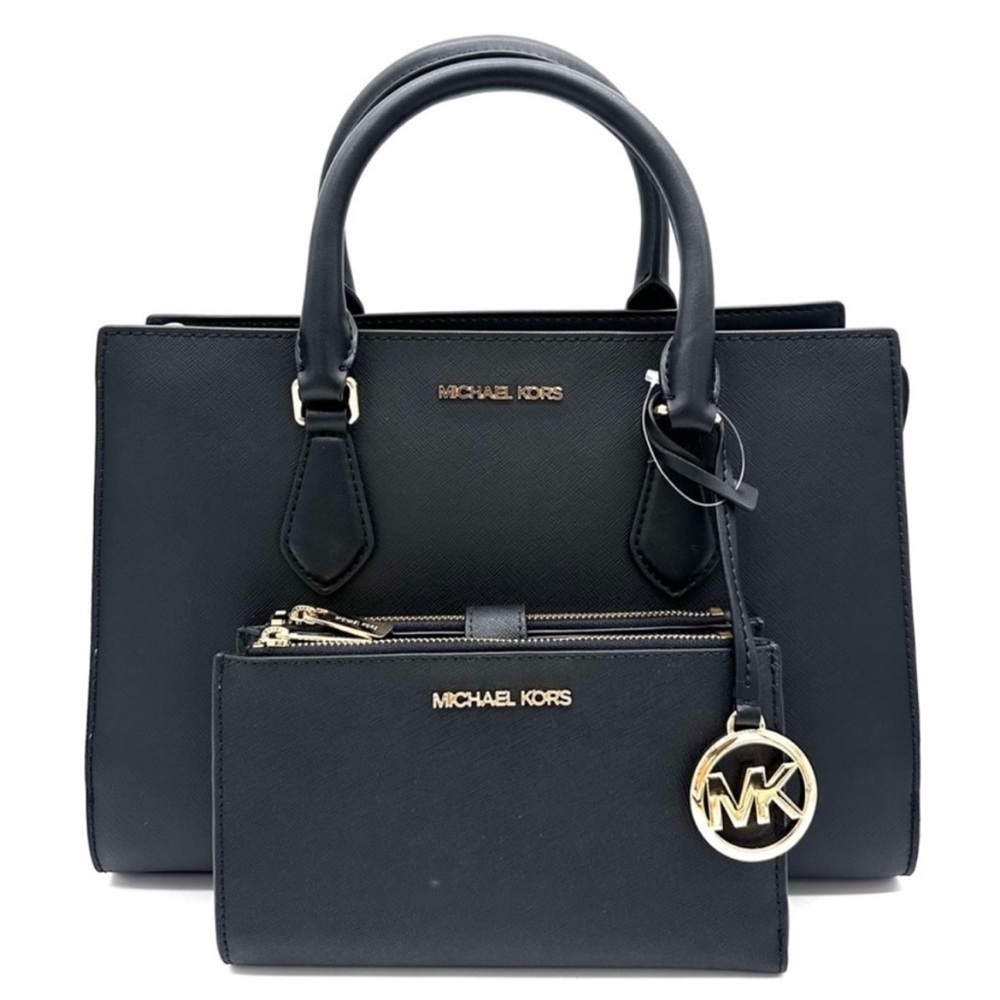 Michael Kors Sheila Medium Center Zip Satchel Bag & Large Double Zip Wallet - Picture 2 of 16